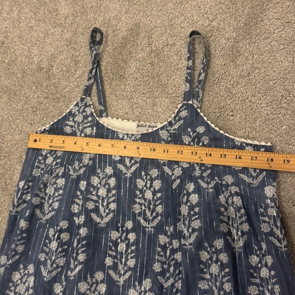 Juliet Dunn Long Swing Dress Midnight Small Flower Block Print Size Large NWOT - Picture 8 of 11